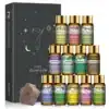 1coffret noir et 12 bouteilles d'huile essentielles et un diffuse bois